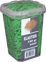 150 gram - Elastiek - groen - 60 x 1.5 mm  - in plastic pot