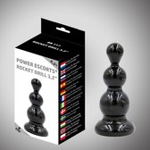 Power Escorts - Rocket Drill - Flexibele/Stevige - Anal Plug - Buttplug - Starterplug - Anaal plug - Beads butt plug - 3.2 Inch / 8 cm - BR117 - Zwart - Ribbel beads plug Design -