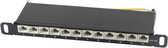 CAT6a 10 inch Patchpanel slim 12 poorts 0.5U zwart - Kabelverbinder - Kabel Connector