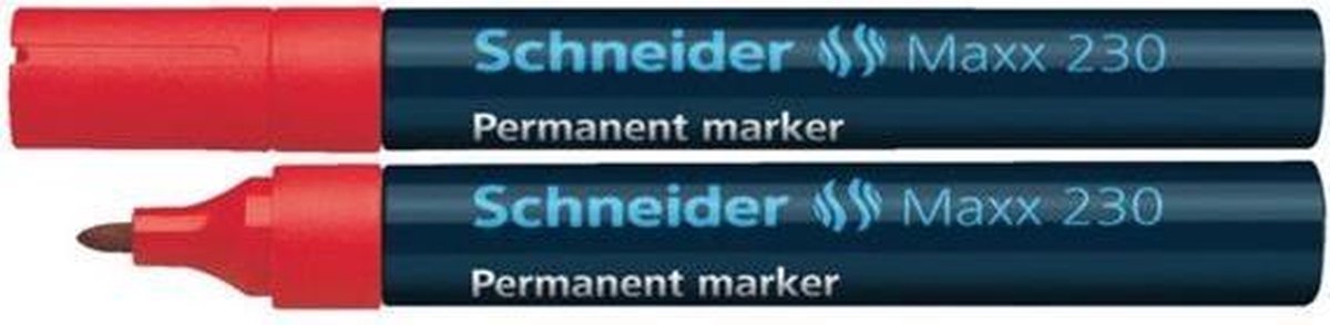Permanent marker schneider maxx 230 1-3mm rood | 10 stuks