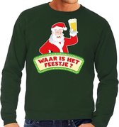 Foute kersttrui / sweater  voor heren - groen - Dronken Kerstman met biertje S (48)