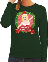 Foute kersttrui / sweater sexy kerstvrouw - groen - Merry Christmas voor dames XL (42)