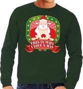 Foute kersttrui / sweater voor heren This is why I love Christmas - groen - Kerstman met dame L (52)