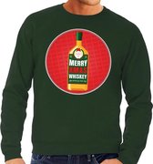 Foute kersttrui / sweater Merry Chrismas Whiskey groen voor heren - Kersttrui voor whisky liefhebber XL (54)