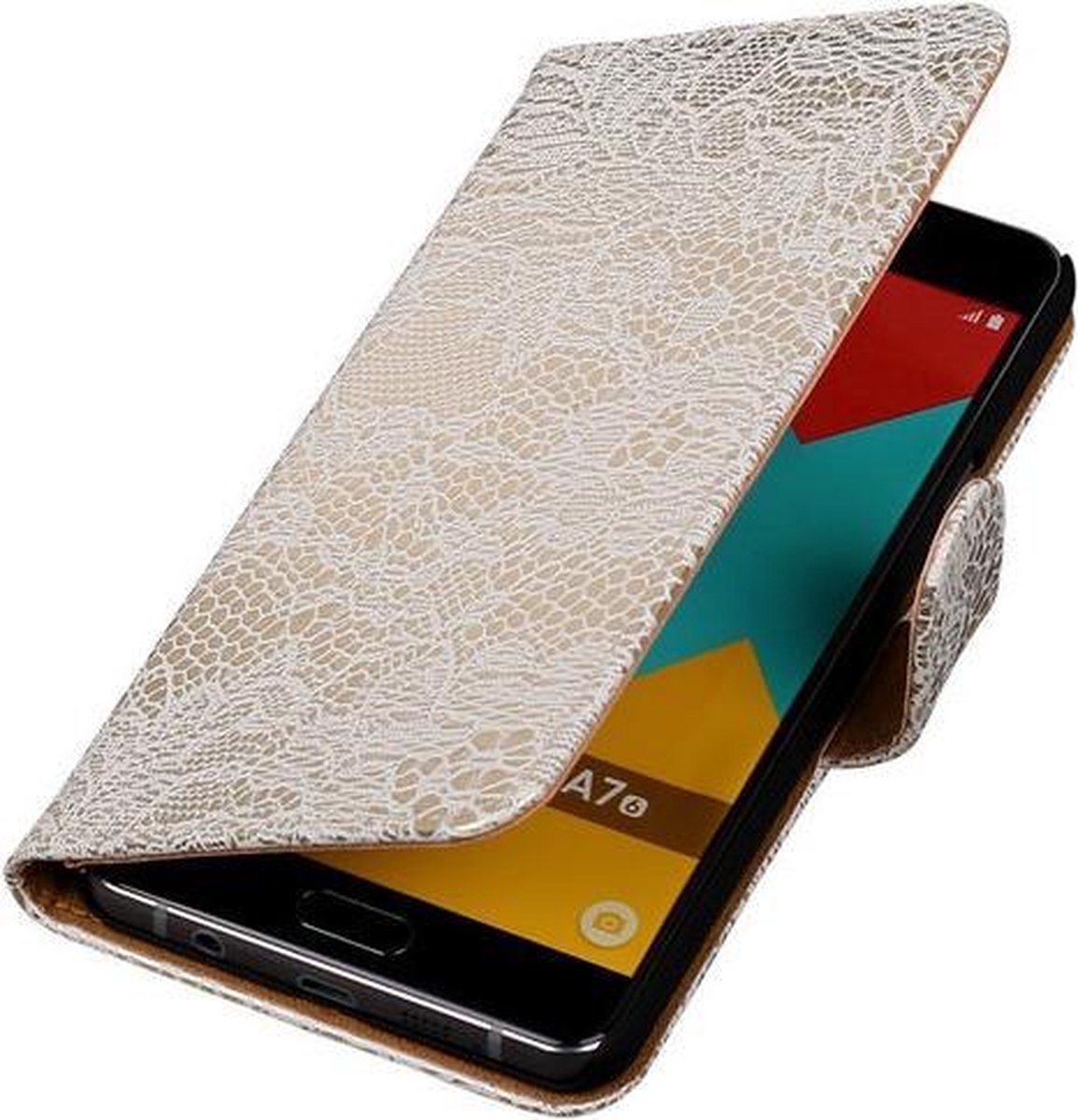 Wit Lace Booktype Samsung Galaxy A7 2016 Wallet Cover Hoesje