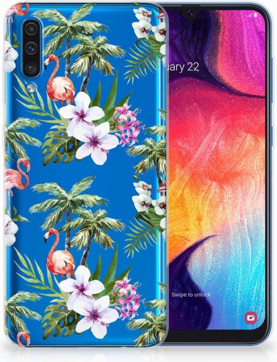 Samsung Galaxy A50 TPU Hoesje Flamingo Palms