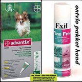 teken en vlooien pakket voor de hond tot 4 kg - Exil flea free omgevingsspray + 4 pipetten advantix hond 40/200
