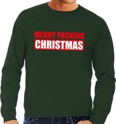 Foute kersttrui / sweater Merry Fucking Christmas groen voor heren - Kersttruien S (48)