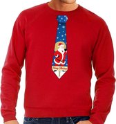 Foute kersttrui / sweater stropdas met kerstman print rood voor heren XL (54)