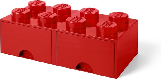 Lego - Opbergbox met 2 Lades Brick 8 - Polypropyleen - Rood