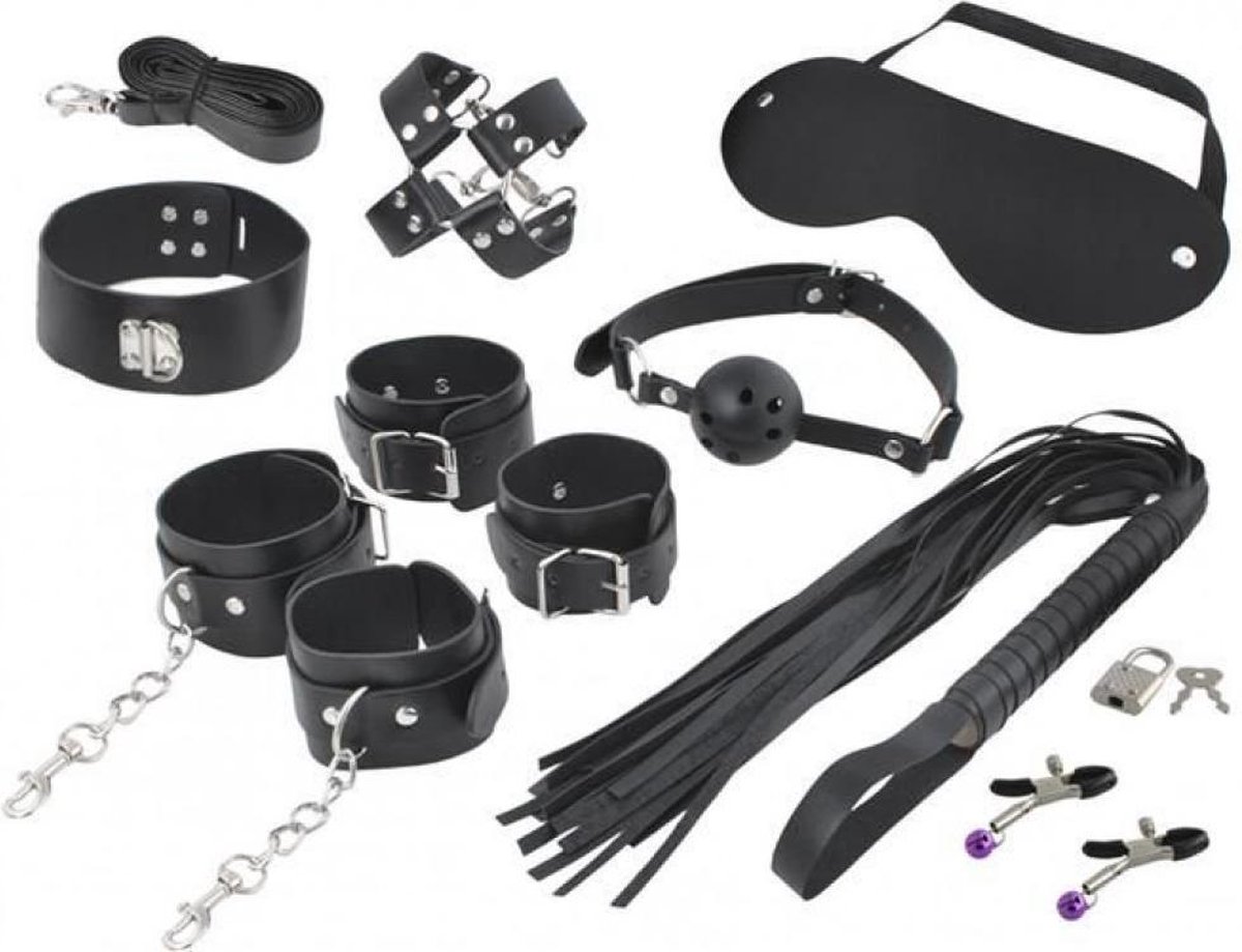 Goedkoopste XL Bondageset 13 delig - BDSM set - Bondage set - BDSM Toy set - Luxe Sex Speeltjes Set - 13 delig - Zwart