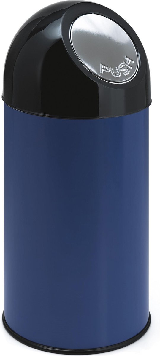 V-part - Afvalbak met pushdeksel 40 ltr - Steel Plastic - blauw, zwart
