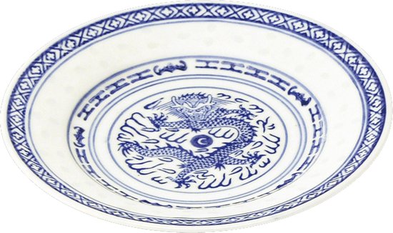 Chinees Bord van Porselein - Ø15 cm - Traditioneel - Wit/Blauw | bol.com