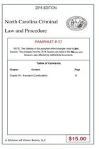 North Carolina Criminal Law and Procedure-Pamphlet 37