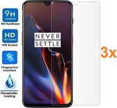 3 Stuks Screenprotector Tempered Glass Glazen Gehard Screen Protector 2.5D 9H (0.3mm) - Geschikt Voor: Oneplus 6