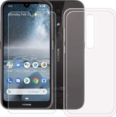 Nokia 4.2 Hoesje Transparant  TPU Siliconen Soft Case + 2X Tempered Glass Screenprotector