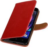Rood Pull-Up PU booktype wallet cover hoesje voor HTC Desire 10 Pro