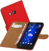 Bookstyle Wallet Case Hoesjes voor HTC U11 Rood