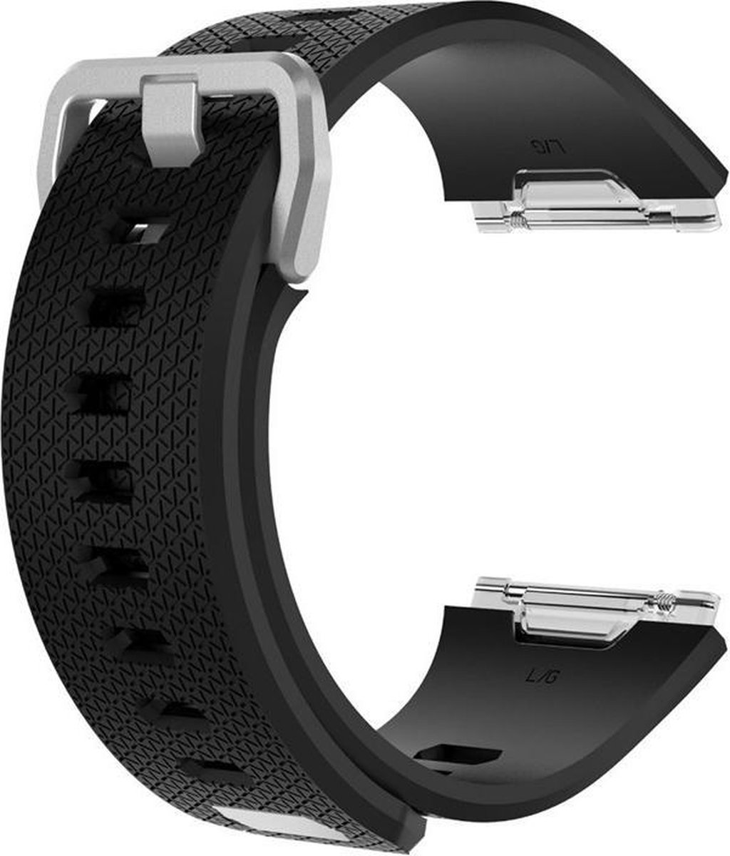 KELERINO. Siliconen Bandje geschikt voor Fitbit Ionic Gespsluiting - Zwart