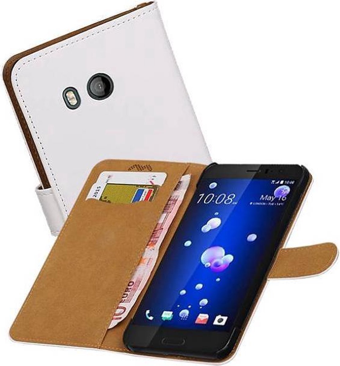 Bookstyle Wallet Case Hoesjes Geschikt voor HTC U11 Wit