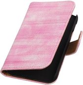 Hagedis Bookstyle Wallet Case Hoesje Geschikt voor Samsung Galaxy Xcover 3 G388F Roze
