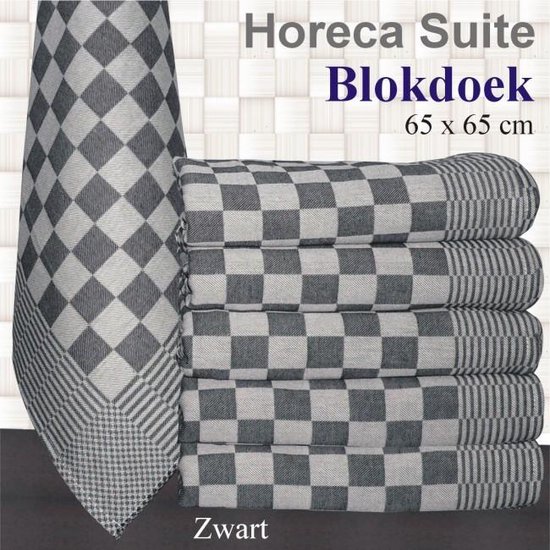 Peuter Pittig kleding Theedoek - geblokt - horeca kwaliteit - 100% KATOEN - 65x65cm - 6 stuks -  Zwart | bol.com