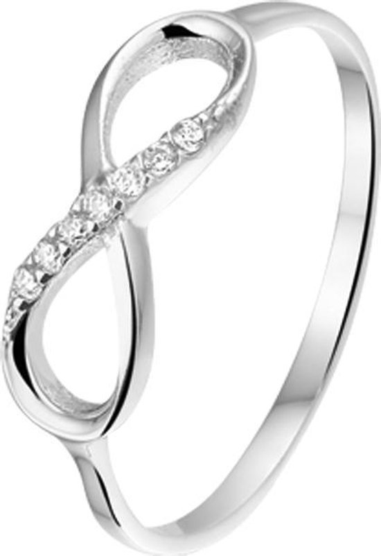 The Fashion Jewelry Collection Ring Infinity Zirkonia - Zilver Gerhodineerd