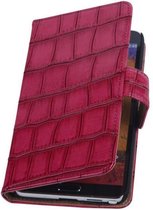 Glans Croco Bookstyle Wallet Case Hoesjes voor Galaxy Note 4 N910F Rood