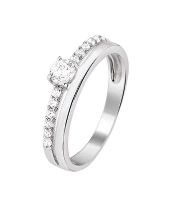 The Jewelry Collection Bague Zirconia - Argent