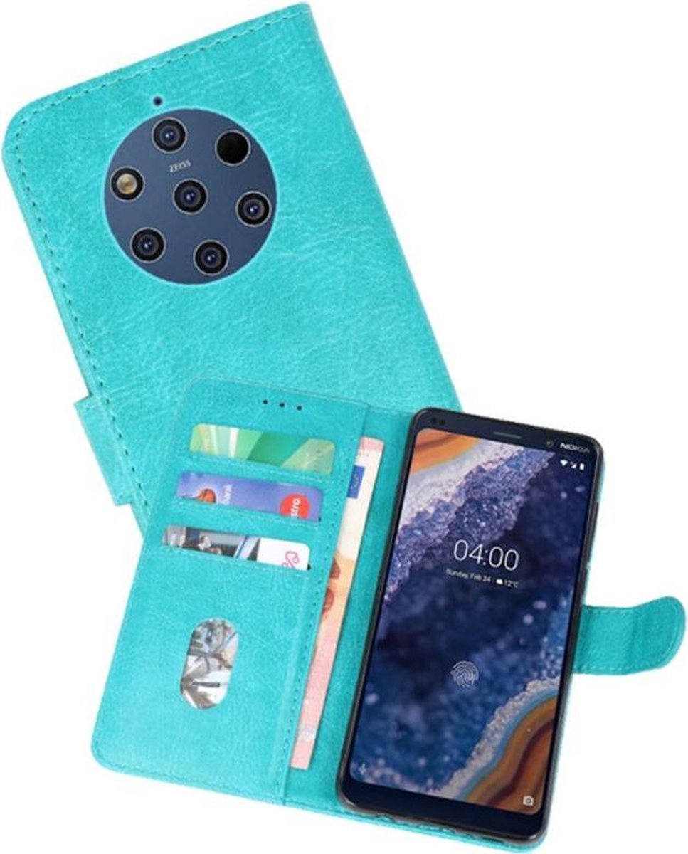 Hoesje Geschikt voor de Nokia 9 PureView - Kaarthouder Book Case Telefoonhoesje - Groen