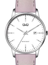 Q&Q horloge met roze band en datumaanduiding 40mm BL76J812