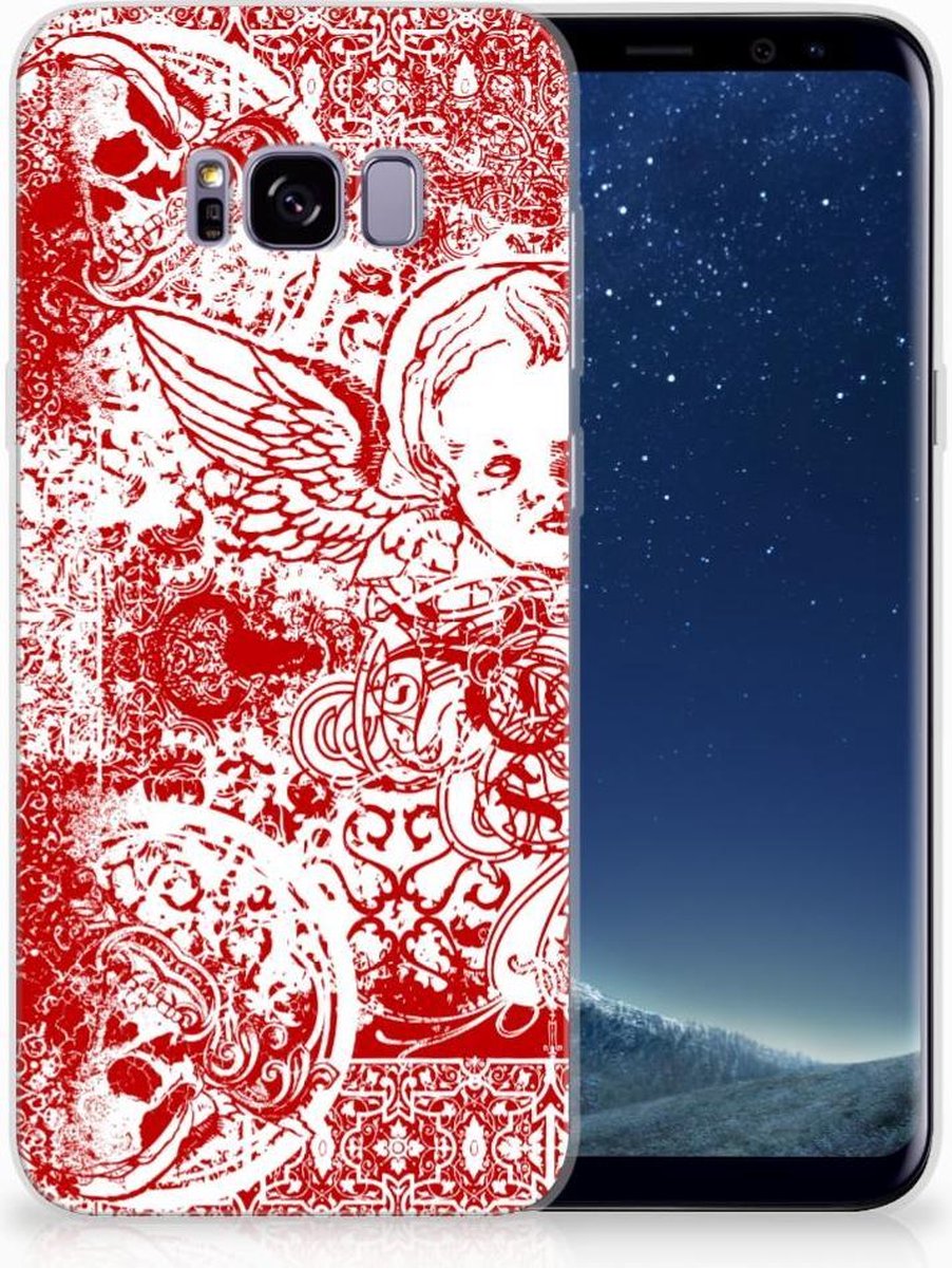 Silicone Back Case Samsung Galaxy S8 Plus Angel Skull Rood