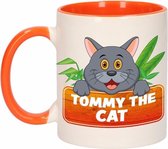 Kinder katten mok / beker Tommy the Cat oranje / wit 300 ml