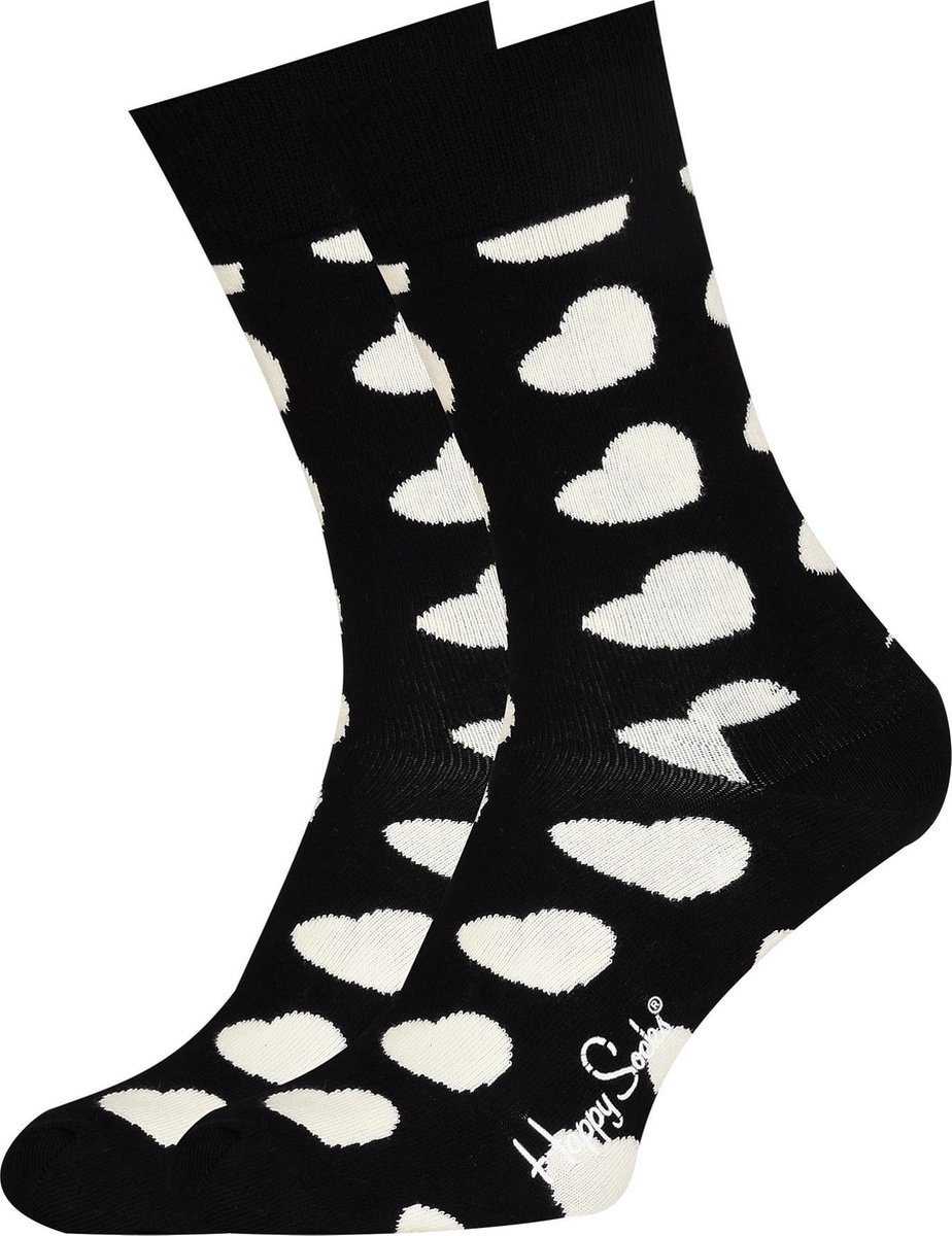 Happy Socks herensokken Diagonal Heart Sock - zwart met wit