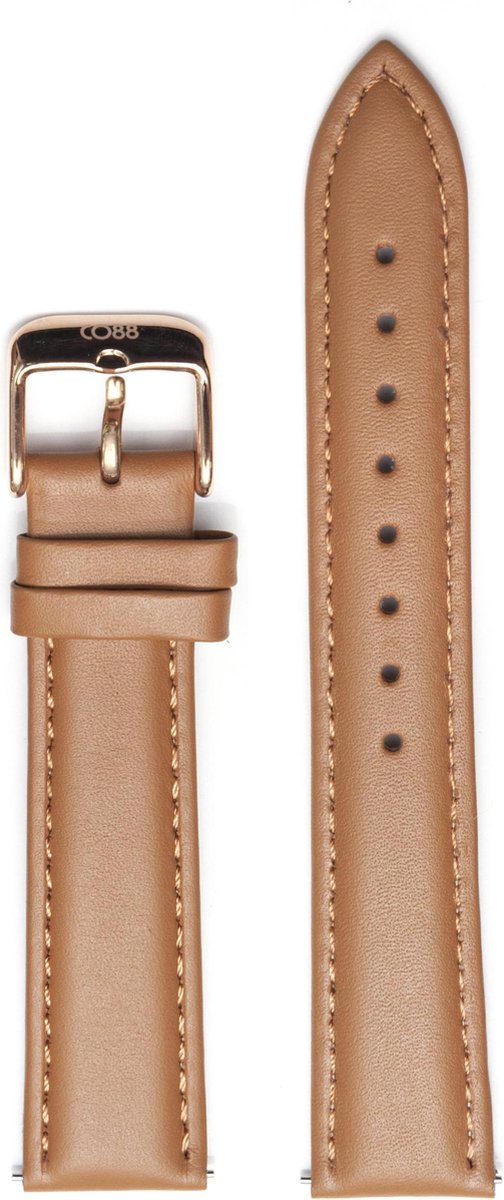 CO88 Collection Horlogeband 8CS 10003 Leren Horlogeband - Ø18 mm - Licht Bruin - Rosékleurig