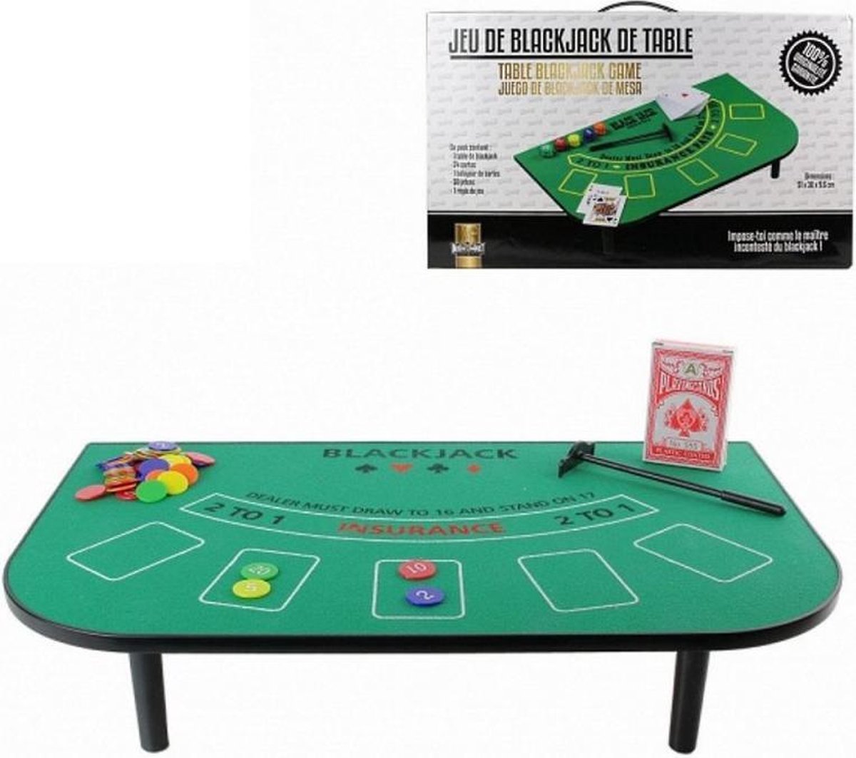 Opnemen Frustratie fonds Casino Blackjack Tafel Spel Set - Met Kleed, Speel Fiches & Kaartspel - |  bol.com