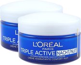 L'Oréal Paris Triple Active Nachtcrème - 2 x 50 ml  - Voordeelverpakking