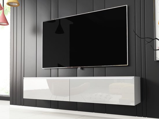 boete beginnen Verbieden TV-meubel Vitoretti met 2 klapdeuren - 140 cm - hoogglans wit | bol.com