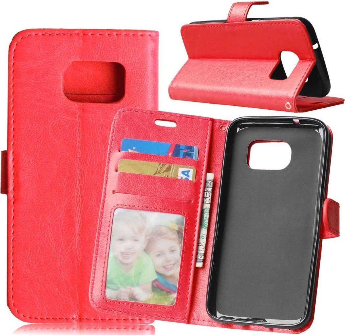 Telefoonhoes Geschikt voor: Samsung Galaxy S7 Edge portemonnee hoesje - Rood