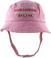 Baby zonnehoedje roze - MUM - tekst - maat 44 cm