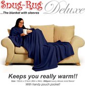 Snug Rug Deluxe - Navy Blauw - Fleece Deken Met Mouwen - TV Deken - Plaid - Warmte deken grand foulard bank