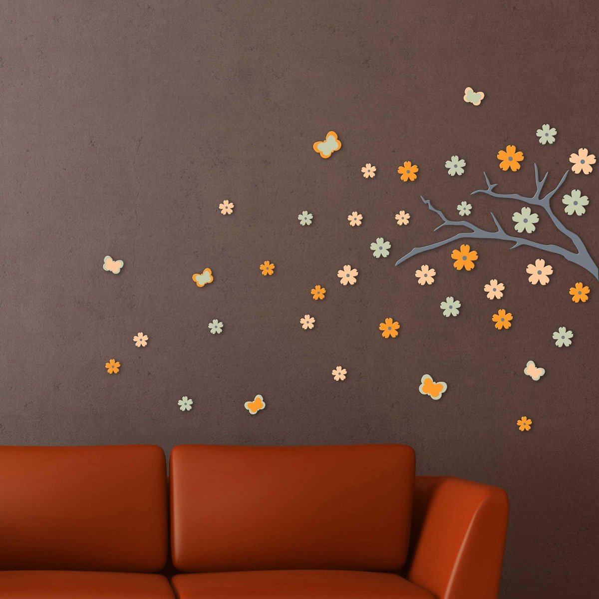 Muurstickers 3D Japanese Branch - schuimstickers
