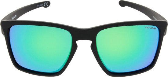 ICON Sport Zonnebril PREDATOR - Mat zwart montuur - Groen / blauw spiegelende glazen - GEPOLARISEERD (p)