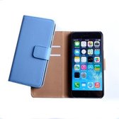Apple iPhone 6 Plus 5.5 inch Real Leather Flip Case With Wallet Blauw Blue