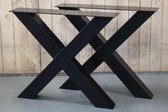 Stalen X-poten tafel - Set 2 stuks - Zwart gepoedercoate kruispoten