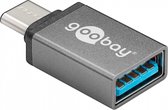 Goobay 56621 tussenstuk voor kabels USB-C USB 3.0 female (Type A) Grijs