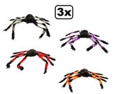 3x Zwarte/ neon harige spin 75cm