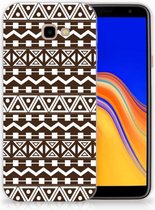 Geschikt voor Samsung Galaxy J4 Plus (2018) TPU Siliconen Hoesje Aztec Brown