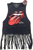 Rolling Stones Mouwloze crop top met franjes -M- Vintage Tongue Logo Zwart