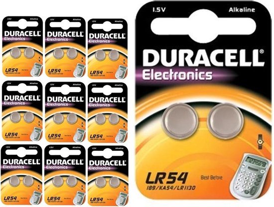 20 Stuks (10 Blisters a 2st) - Duracell G10 / LR54 / 189 / AG10 Alkaline  knoopcel batterij | bol.com